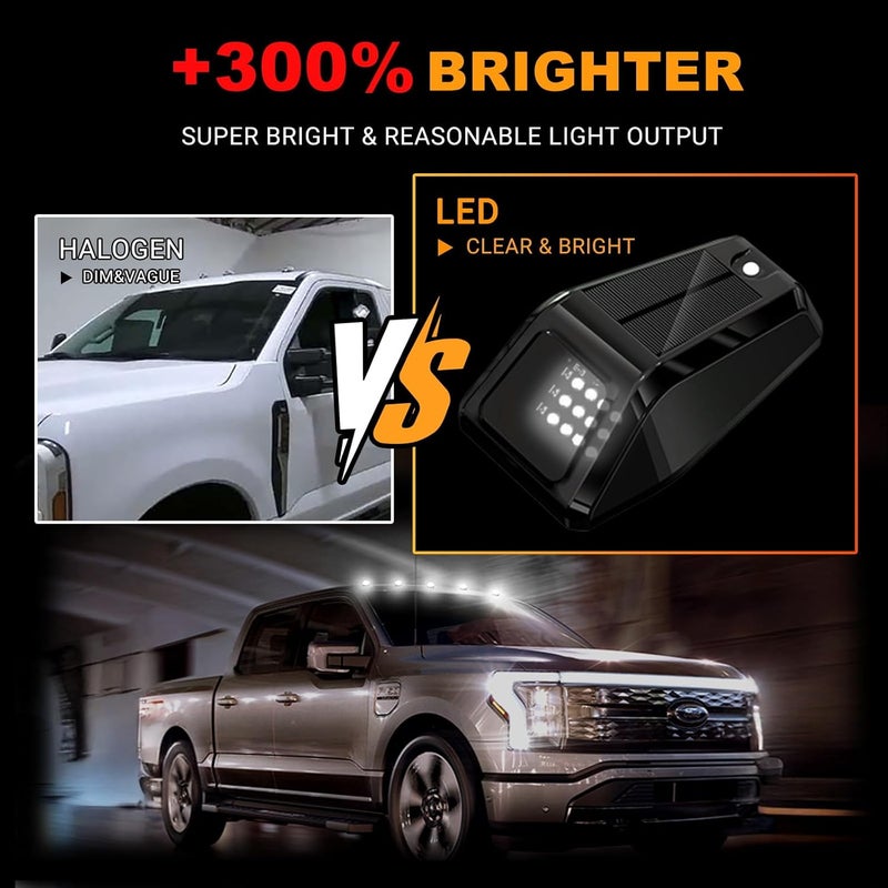 ALDST Solar Wireless No Drill Truck Cab Roof Lights with Motion Vibration Sensor 5PCS Ultra-Bright LED IP67 Solar Security Lights for Trucks RVs (White) - Image 5
